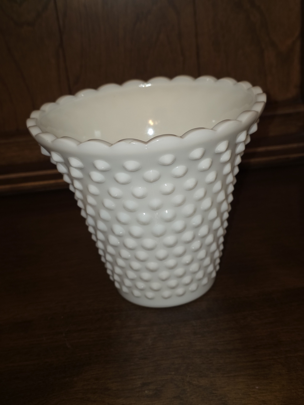 Fenton White Hobnail Milk Glass Scalloped Dish